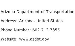 Arizona Department of Transportation Address Contact Number