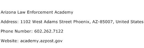 Arizona Law Enforcement Academy Address Contact Number