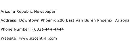 Arizona Republic Newspaper Address Contact Number