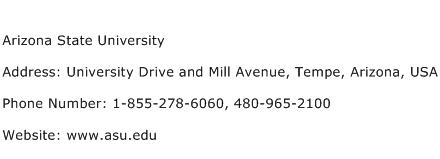 Arizona State University Address Contact Number
