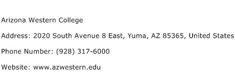 Arizona Western College Address Contact Number