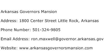 Arkansas Governors Mansion Address Contact Number
