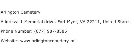 Arlington Cemetery Address Contact Number