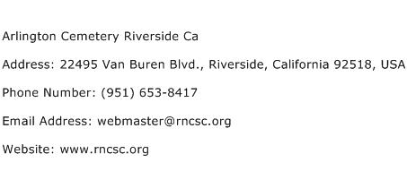 Arlington Cemetery Riverside Ca Address Contact Number