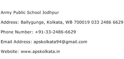 Army Public School Jodhpur Address Contact Number