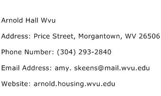 Arnold Hall Wvu Address Contact Number