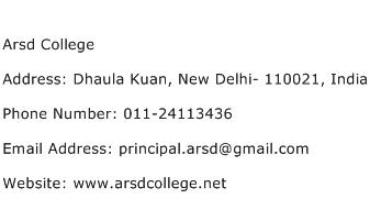 Arsd College Address Contact Number