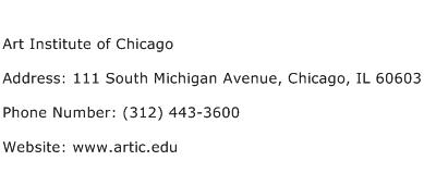 Art Institute of Chicago Address Contact Number