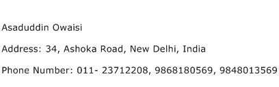 Asaduddin Owaisi Address Contact Number