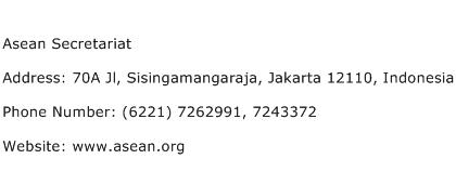 Asean Secretariat Address Contact Number