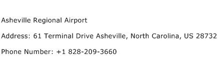 Asheville Regional Airport Address Contact Number