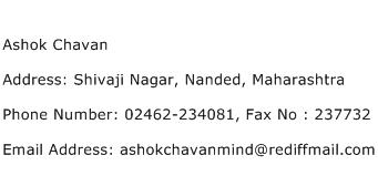Ashok Chavan Address Contact Number