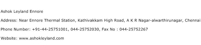 Ashok Leyland Ennore Address Contact Number