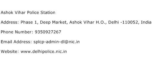 Ashok Vihar Police Station Address Contact Number