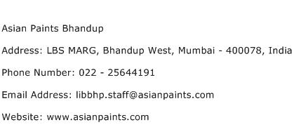 Asian Paints Bhandup Address Contact Number