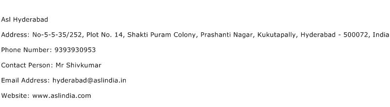Asl Hyderabad Address Contact Number