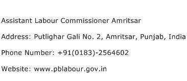 Assistant Labour Commissioner Amritsar Address Contact Number