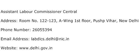 Assistant Labour Commissioner Central Address Contact Number