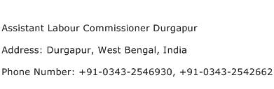 Assistant Labour Commissioner Durgapur Address Contact Number