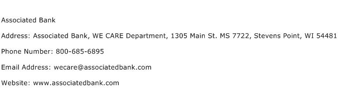 Associated Bank Address Contact Number