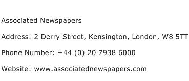 Associated Newspapers Address Contact Number