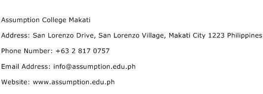 Assumption College Makati Address Contact Number
