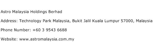 Astro Malaysia Holdings Berhad Address Contact Number