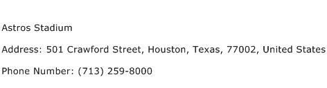 Astros Stadium Address Contact Number