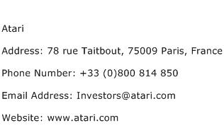 Atari Address Contact Number