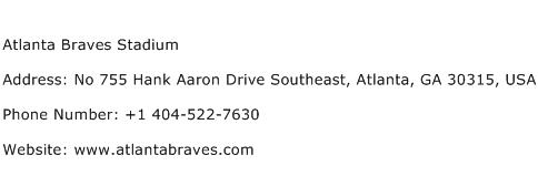 Atlanta Braves Stadium Address Contact Number