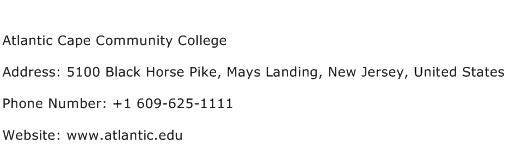 Atlantic Cape Community College Address Contact Number
