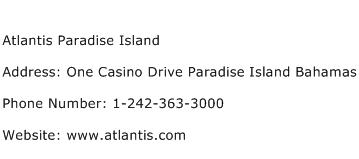 Atlantis Paradise Island Address Contact Number