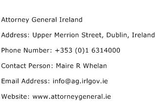Attorney General Ireland Address Contact Number