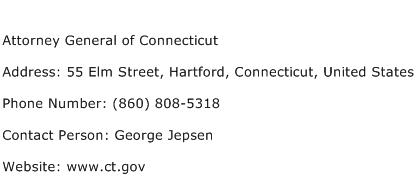 Attorney General of Connecticut Address Contact Number
