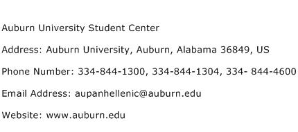 Auburn University Student Center Address Contact Number