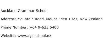 Auckland Grammar School Address Contact Number