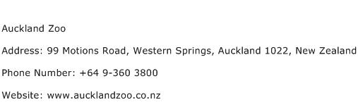 Auckland Zoo Address Contact Number