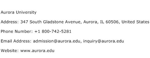 Aurora University Address Contact Number