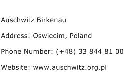 Auschwitz Birkenau Address Contact Number