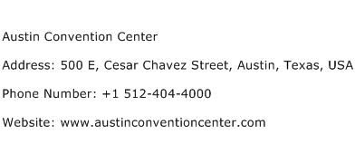 Austin Convention Center Address Contact Number
