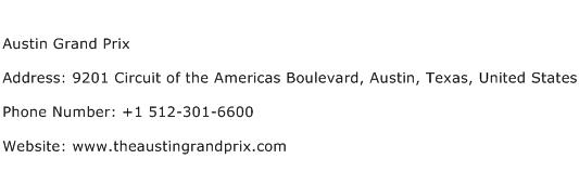 Austin Grand Prix Address Contact Number