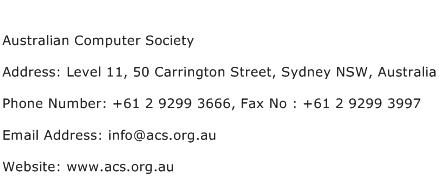 skjule Følge efter Soak Australian Computer Society Address, Contact Number of Australian Computer  Society