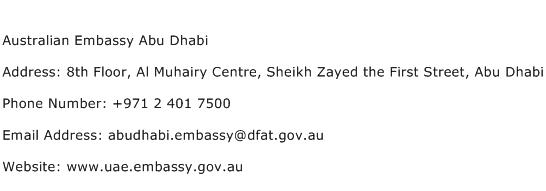 Australian Embassy Abu Dhabi Address Contact Number