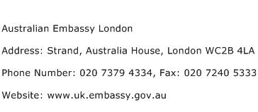 Ansvarlige person Lille bitte Derved Australian Embassy London Address, Contact Number of Australian Embassy  London