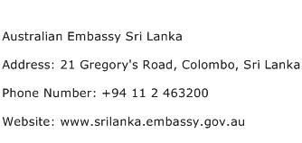 Australian Embassy Sri Lanka Address Contact Number
