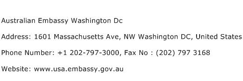 Australian Embassy Washington Dc Address Contact Number