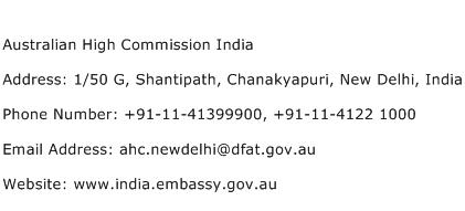 Australian High Commission India Address Contact Number