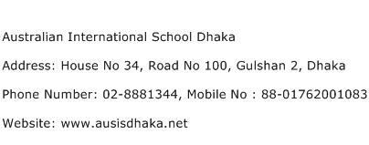 Australian International School Dhaka Address Contact Number
