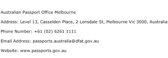 Australian Passport Office Melbourne Address Contact Number