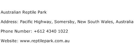Australian Reptile Park Address Contact Number